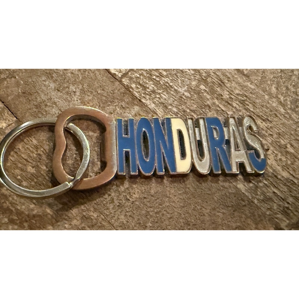 Honduras 3” Metal Keychain Keyring Bottle Opener Blue White Souvenir